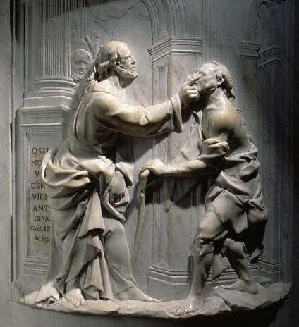 Sculpture Relief Depicting Christ Healing the Blind Man ca. 1579