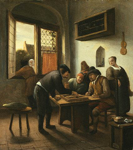 Tric Trac Players in an Interior by Jan Steen . 1646-1679