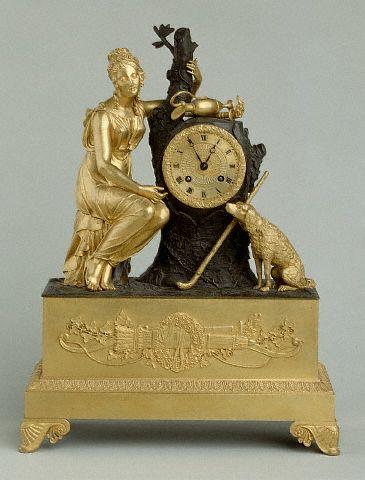 Gilden Bronze Clock with Female Figure 18th 