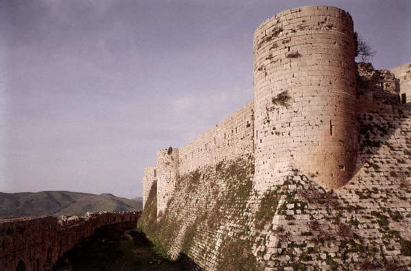 The keep of the Krak de Chevaliers fortress, built by knights at the time of the Crusades