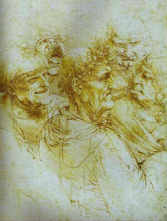 Leonardo da Vinci. Five Grotesque Heads. c.1490