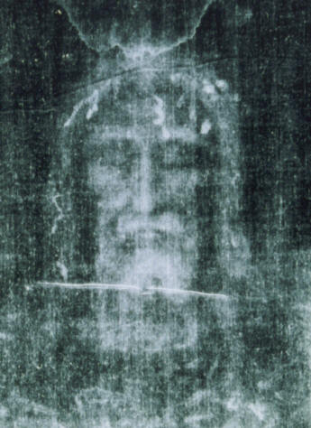 Holy shroud. Negative images of the face