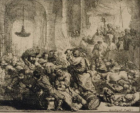 Jesus Driving the Money-Changers from the Temple by Rembrandt Harmensz van Rijn 1635