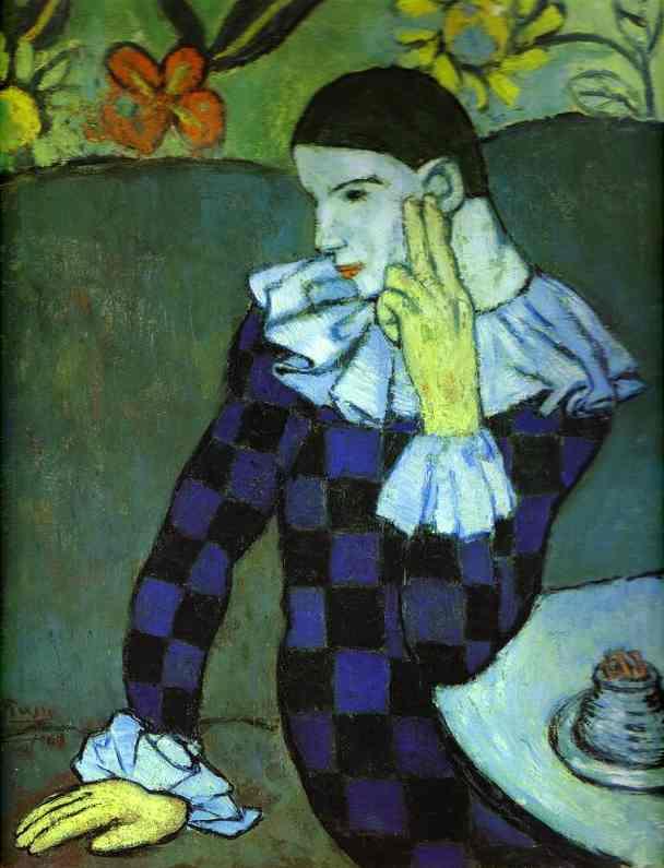Leaning Harlequin by Pablo Picasso. 1901