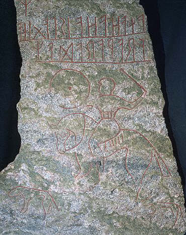Viking Rune Stone With a Warrior 7th 