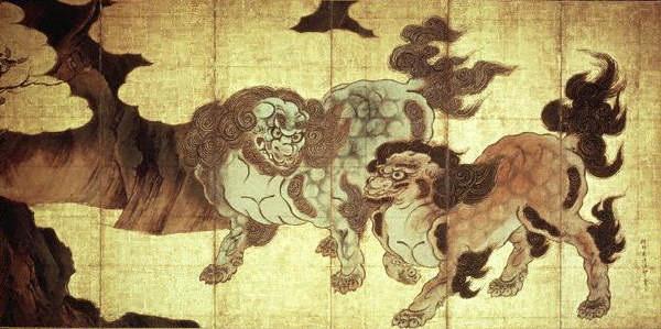 Lion Dogs by Kano Eitoku ca.1573-1615