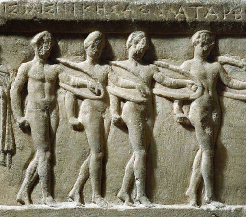 Bas-Relief Sculpture of Nude Warriors Dancing the Pyrrhichios 4 B.C.
