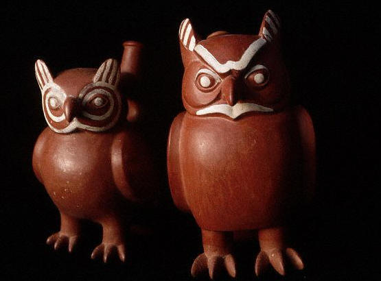 Mochica Clay Pots in the Form of Owls