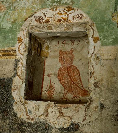 Fresco Painting of Owl from Chiesa di San Nicolo 1487