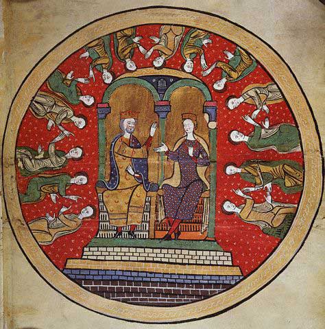 Miniature Painting Liber Feudorum Maior with Alfonso II and Sancha of Castile 12th c